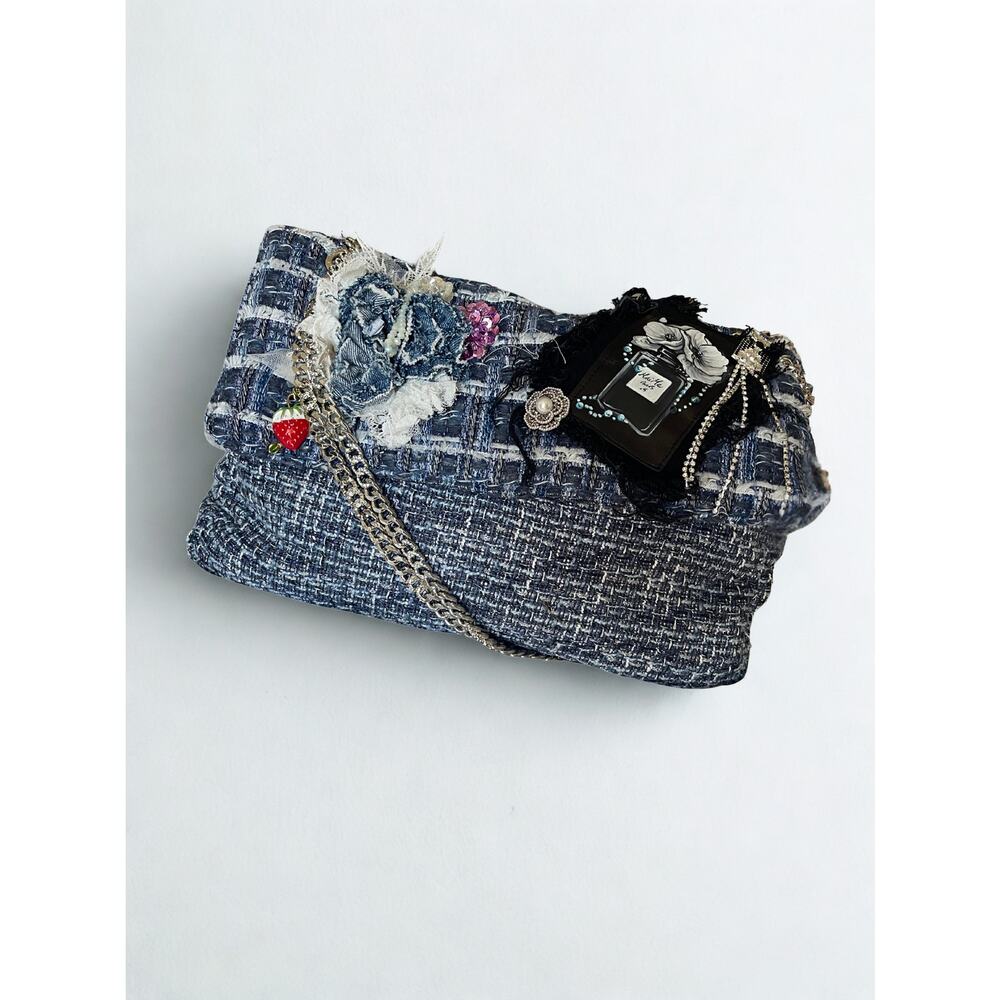 Minime Paris, Haute Denim French Tweed Bag w/ Luxe Details NWOT